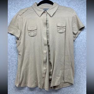 New Directions Casual Tan Button Down Shirt
